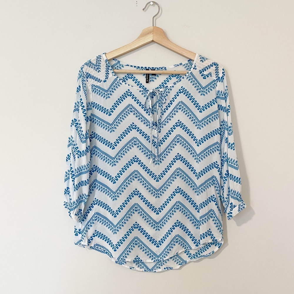 Heartsoul Blue & White Chevron Blouse